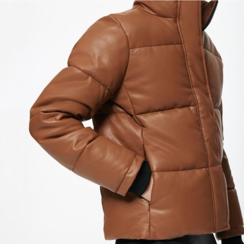 NWT Brown Faux Leather Puffer